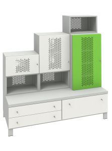 Metalowy zestaw mebli dla dziecka Fusion 2 - 3 szafy 3 szuflady 